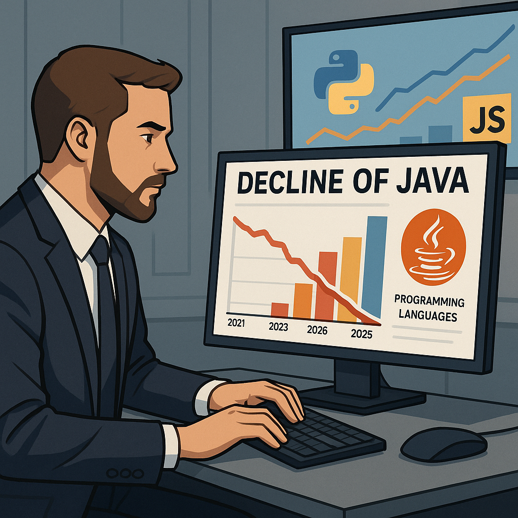 “A Queda do Java: Como o Gigante das Linguagens Perdeu Espaço para o Python e o JavaScript”